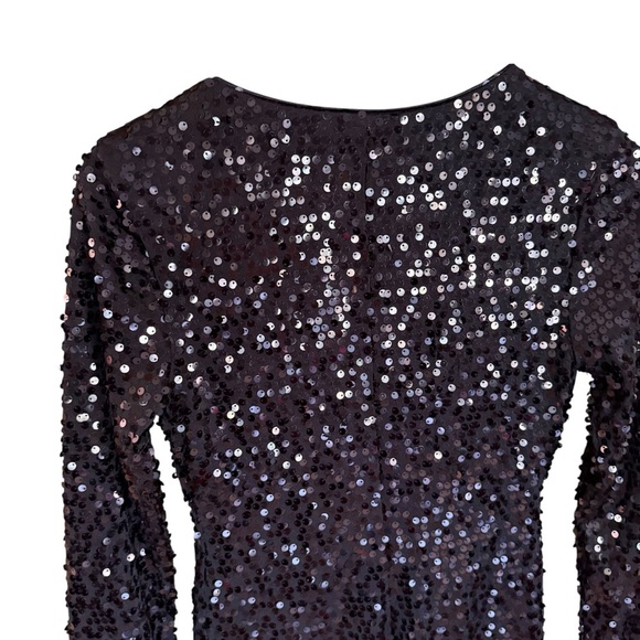 Y2K Deb Womens Black Dress Sequin deep V-neck Retro Whimsigoth Morquette Size S - Picture 7 of 11